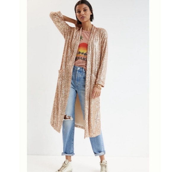Anthropologie BB Dakota Sequined Duster Jacket Size XS